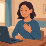 Person practicing EFT tapping for stress and gratitude in a calm, peaceful setting.