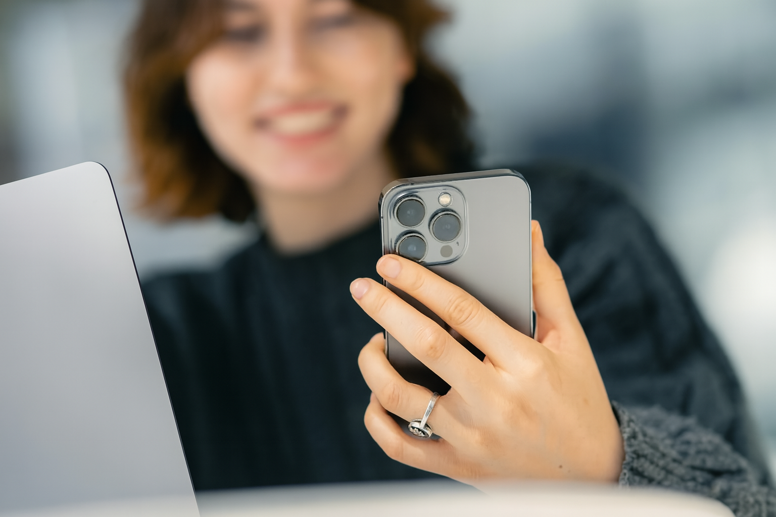 A person enjoying a virtual tapping session with E.M.O.