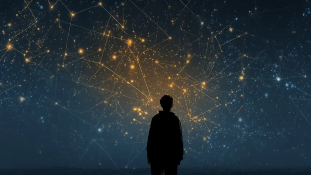 A conceptual illustration showing a simple surface view contrasted with a massive, complex network underneath, symbolizing the hidden intelligence of deep pattern thinking.