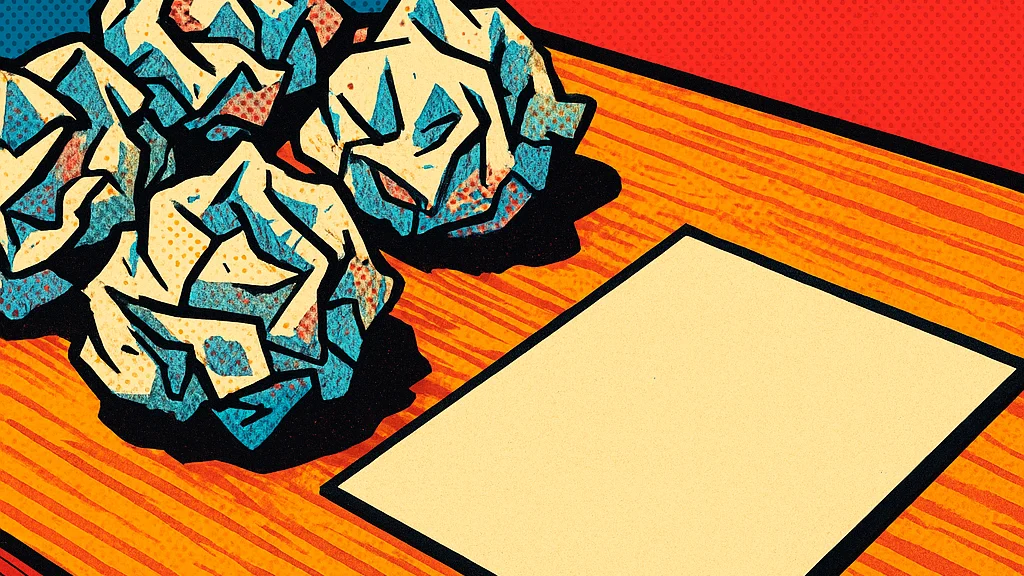 Crumpled apology drafts beside one clean note card, showing the shift from reactive over-explaining to grounded repair after activation.