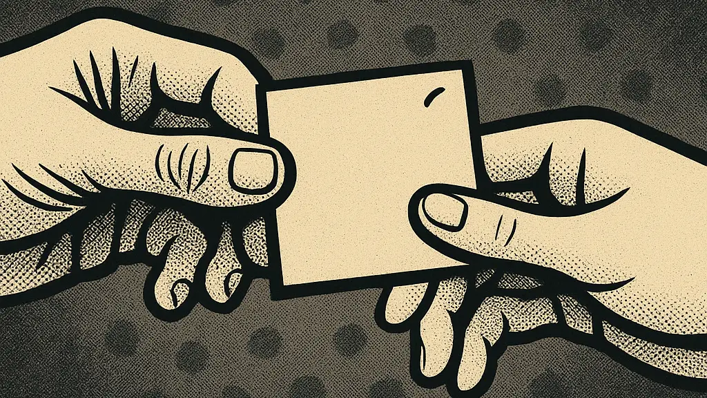 Pop Art illustration of two hands passing a sticky note, representing Repetition, Accountability, and Discipline in the RAD execution loop.