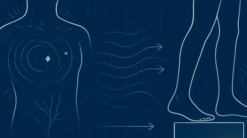 Two figures share a room with relaxed posture and open space between them.