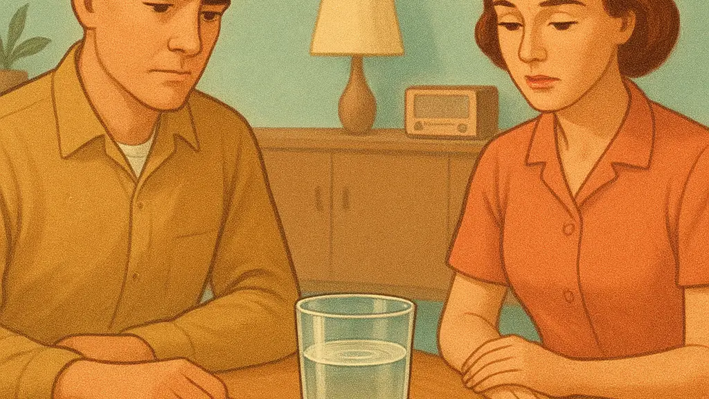 Two figures face each other while a small gap between them widens.