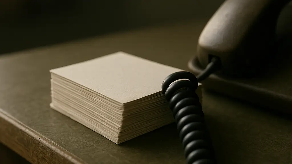 Professional sitting calmly with notebook and phone after releasing hesitation