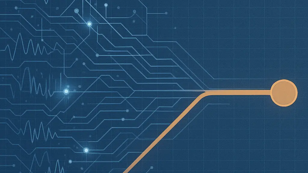A blueprint style map of many urgent task routes narrowing into one calm highlighted path, representing regulation under pressure.